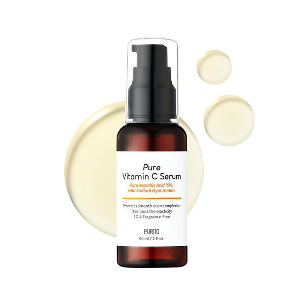 PURITO Pure Vitamin C Serum 60ml 2.0 fl.oz., Natural Ingredients Serum, Vitamin C, Vegan & Cruelty Free, Hypoallergenic, Calming, Fragrance-free, Korean Skin Care